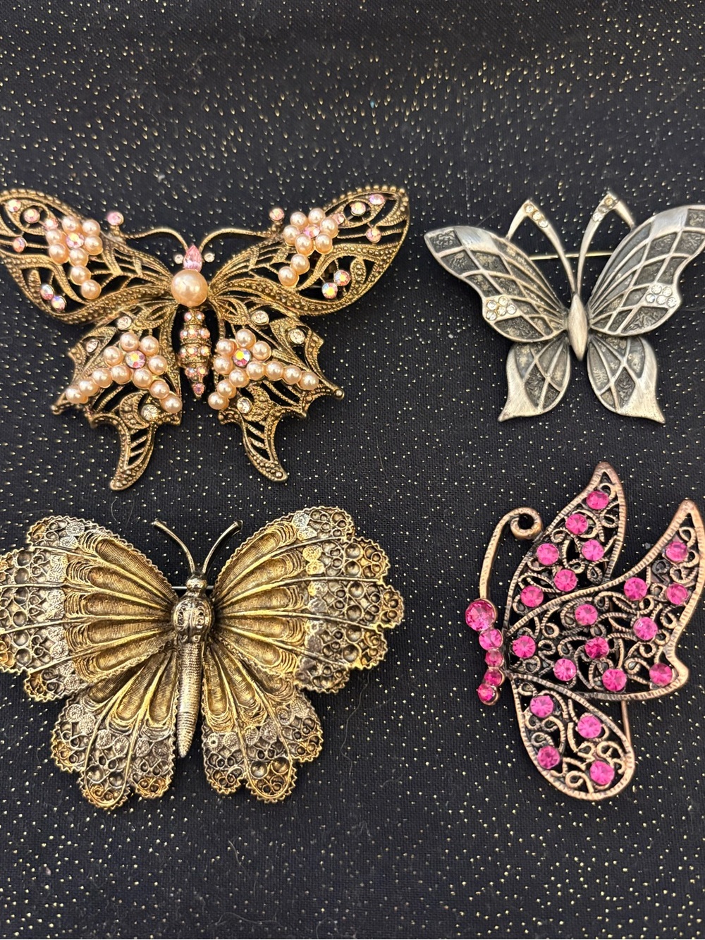 Lot of 4 Butterfly Brooches